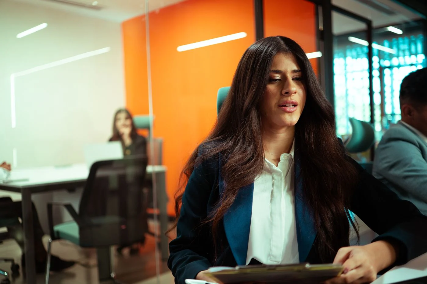 Illustrative scene of a professional conversation in an office